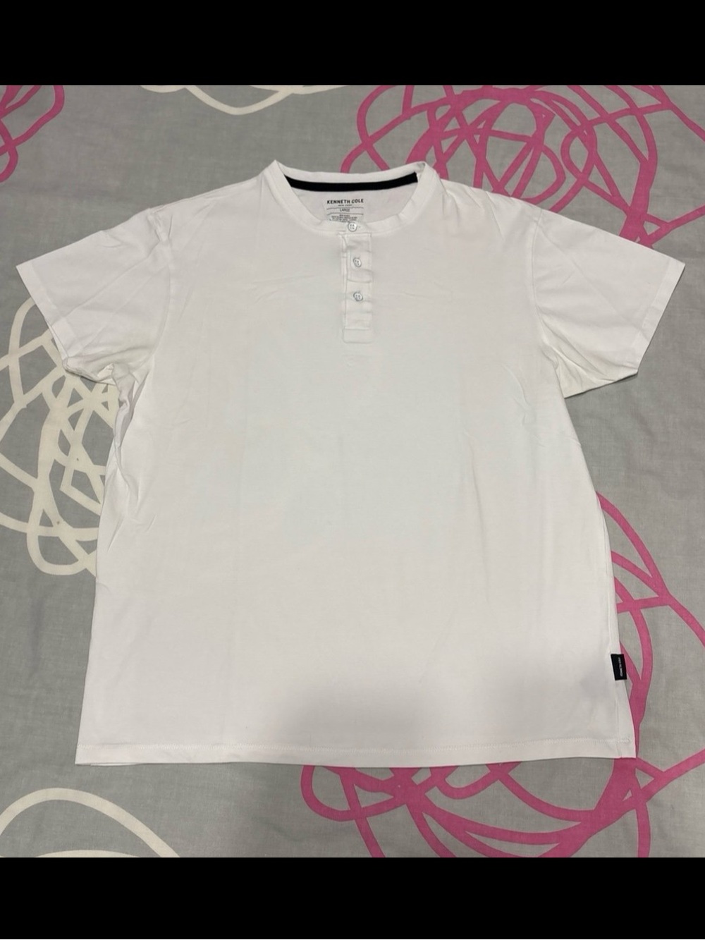 Kenneth Cole New York White Henley T-Shirt